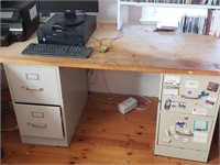 PAIR OF 2 DRAWER FILING CABINETS WITH DESK TOP