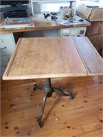 INDUSTRIAL CAST IRON DRAFTING TABLE ON CASTERS