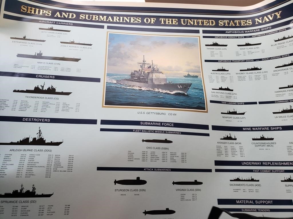 MARINES POSTER 2001 AND NAVY SHIPS POSTER 2002