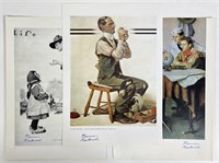 Norman Rockwell Set of 3 Signed Art Book Pages
