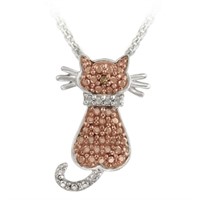 Genuine Diamond 18K Gold Plated Cat Necklace