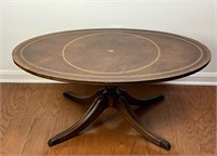 TRENDÈ OVAL COFFEE TABLE w/ LEATHER INLAY