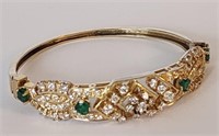 Exquisite Diamond & Emerald Bracelet in 14K Gold