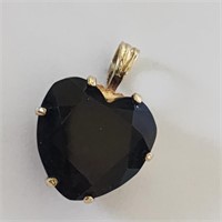 Vintage 14K & Heart Shaped Smoky Quartz Pendant