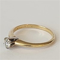 Vintage Diamond Solitaire 4K Gold Ring by "Brogan"