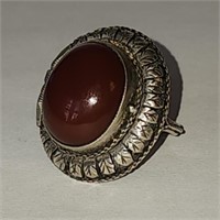Vintage 800 Silver & Carnelian "Poison" Ring