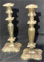 Pair of Georgian Silver Plated Candle Holders