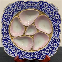 Antique Porcelain 6 Well Square Oyster Plate