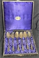 Antique Cased Set of Swedish Silver Dessert Spoons