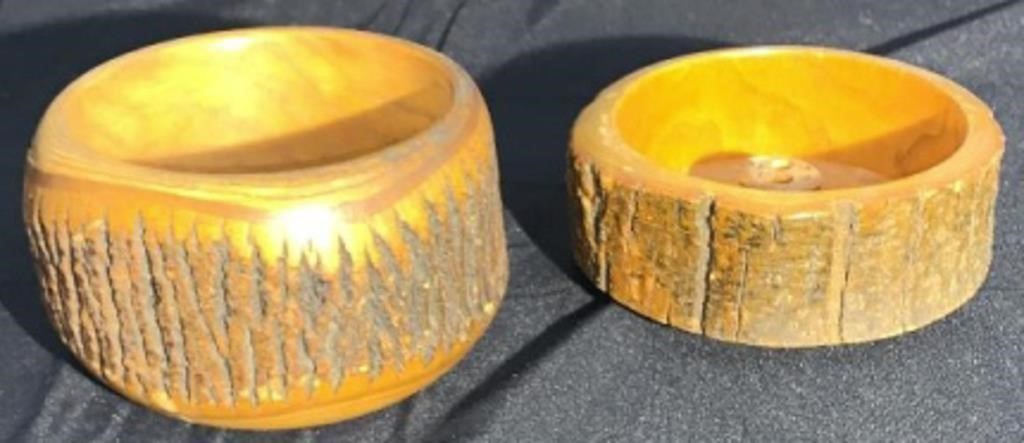 Antique "Live Edge" Wooden Nut Bowl Set
