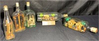 Lot of 5 Folk Art Wooden Sculptures in Bottles