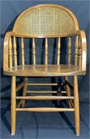 Antique Chestnut "Courthouse" Caned Back Chair