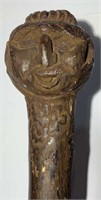 Black Americana Early Folk Art Carved Wooden Cane