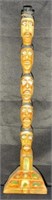 "WM Dawson" Folk Art Carved & Painted Wood Totem