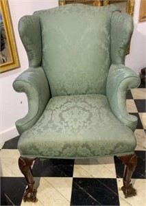 Rare 18th c. Chippendale Carved Wing Chair