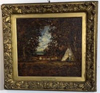 "Blakelock" Signed Painting "Indian Encampment"