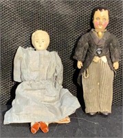 Lot of 2 Antique Dolls - Porcelain & Celluloid