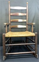 Antique Painted Ladderback Rocking Chair - Ca 1810