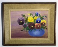 "D. Kellogg" Painting - Still Life with Pansies