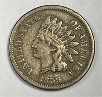 1859 Indian Head Cent Fine F