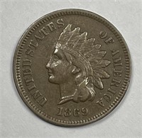 1869 Indian Head Cent Extra Fine XF