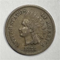 1876 Indian Head Cent Fine F