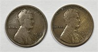 1910-S & 1915-S Lincoln Wheat Cent Pair Good G