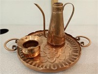 Copper? Platter, small pot & watering can