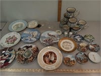 Temp-tations blue floral mugs and collector plates