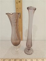 Amethyst glass bud vase & Amethyst swung vase