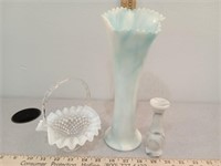 Adolphus Bournique? blue white swung vase, small