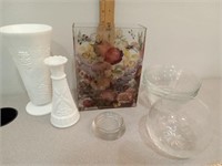 Floral rectangular vase, white vases & more