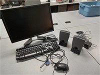 Dell monitor, keyboard, speakers & mouse