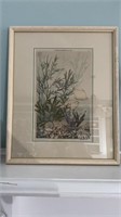 Antique Framed French Ocean Sea  motif engraving