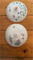 Antique 1880s Chinese porcelain lid covers, hand
