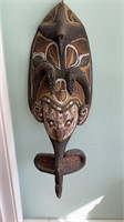 Large hand carved antique wood mask