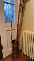 Brass umbrella stand with for walking sticks, two