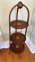 Antique 1870s plate rack holder, inlaid  wood