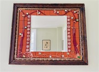 Wonderfully handmade wall mirror, beveled center