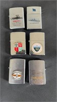 6 vintage US Navy cigarette lighters