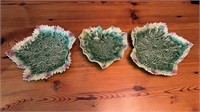 Three matching majilica  leaf serving trays, made