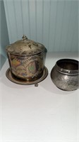 Antique English, silver plate, biscuit jar, with