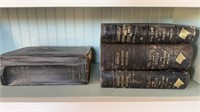 Four Antique books, three leather bound books