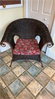 Bronze, metal, wicker armchair, with a cushion