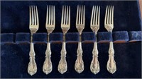 Set 6 Dinner forks sterling silver by Reed &