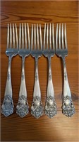 5 sterling silver Dinner Forks in the Georgian