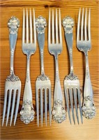 6 sterling silver luncheon Forks in the Georgian