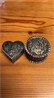 Two small English sterling silver trinket boxes,