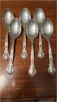 6 sterling silver large spoons in the Chantilly