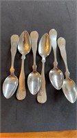 Set of six coin sterling silver spoons, 900